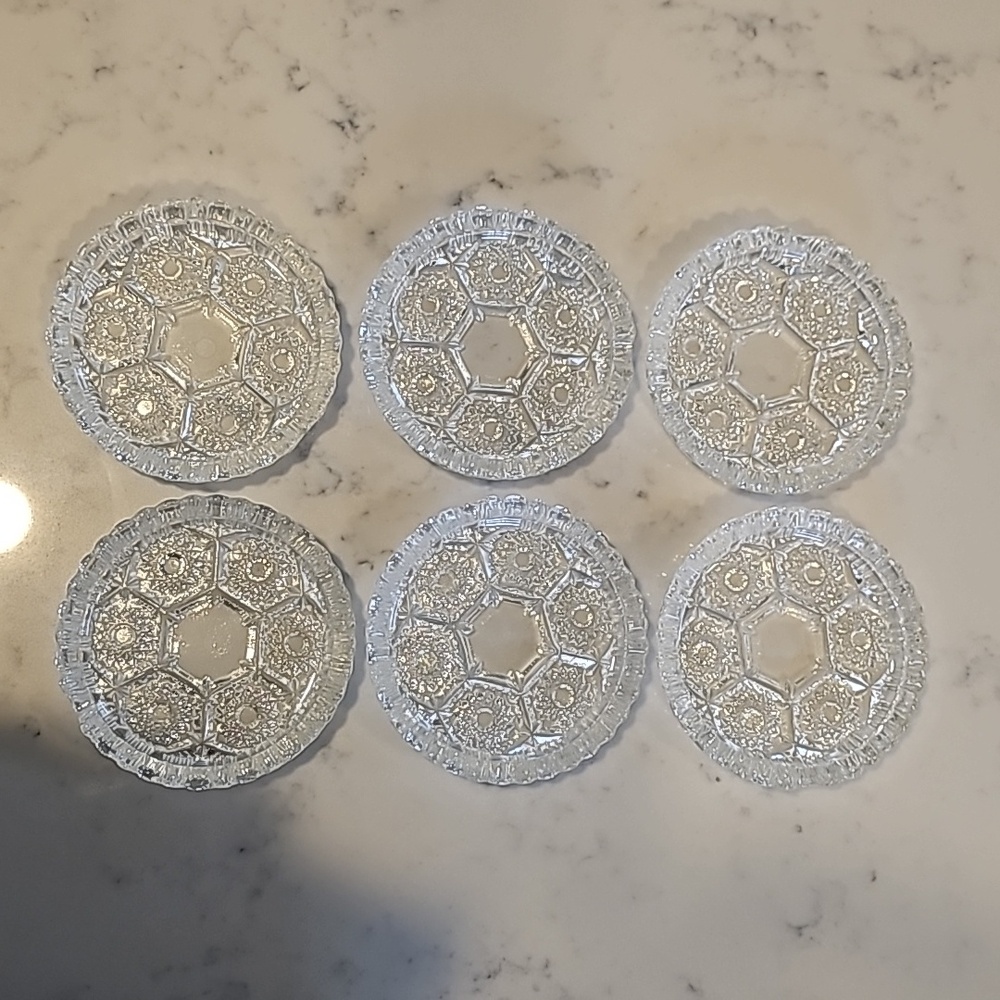 6 Italian cut glass coaster/ashtrays..never been used..wedding gift 39 yrs ago.